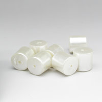 20mm Cylinder Vintage Barrel Beads, Opaque White Pearlized Plastic (7)