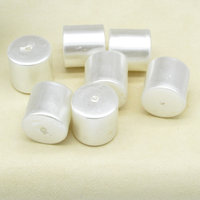 20mm Cylinder Vintage Barrel Beads, Opaque White Pearlized Plastic (7)