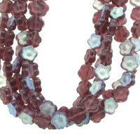 11mm Flower Beads, Amethyst AB Czech Glass