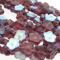 11mm Flower Beads, Amethyst AB Czech Glass