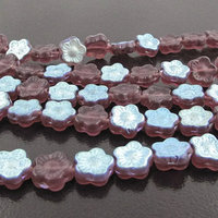 11mm Flower Beads, Amethyst AB Czech Glass