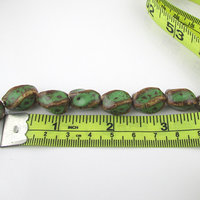 15x10mm Twist Beads, Rustic 2-Tone Green and Copper Glazed Ceramic Fluted Barrels