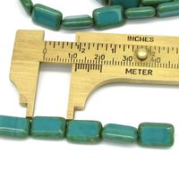 12x8mm Rectangular Window Beads, Opaque Turquoise with Green Picasso (15)