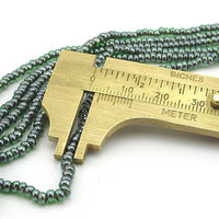 8/0 Czech Glass Seed Beads, Vintage 20" Strands 2mm Emerald AB Mini Rocailles (3)