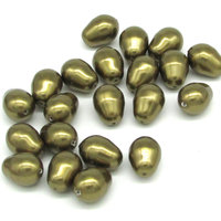 11x8mm Baroque Teardrops, Antique Brass Crystal Pearl Beads