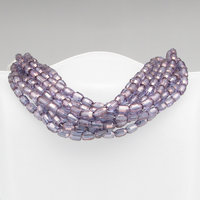 7mm Faceted Oval Beads, Amethyst AB Czech Glass Fire Polished Barrels