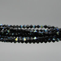 6mm Matte Jet AB Bicones, Iridescent Czech Pressed Glass Beads