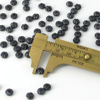 4x7mm Fluted Rondelles, Hematite Gray Pressed Glass Spacer Beads (35)
