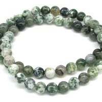 8mm Round Moss Agate Semiprecious Stone Beads 