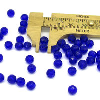 Cobalt Blue 6mm Round Faceted Glass Beads (45)