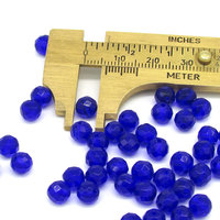 Cobalt Blue 6mm Round Faceted Glass Beads (45)
