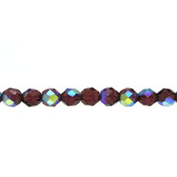 8mm Faceted Rounds, Amethyst AB Iridescent Czech Fire Polished Glass Beads(23)