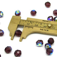 8mm Faceted Rounds, Amethyst AB Iridescent Czech Fire Polished Glass Beads(23)