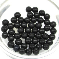Round Black Beads, 4mm 6mm Czech Pressed Glass Druk Spacers