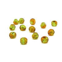 8mm 3-Cut Round Window Beads, 2-Tone Peridot and Topaz