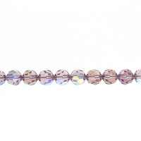 7mm Faceted Round Beads, Light Amethyst AB Czech Glass Fire Polished Spacers (17)