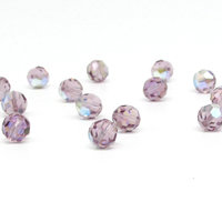 7mm Faceted Round Beads, Light Amethyst AB Czech Glass Fire Polished Spacers (17)