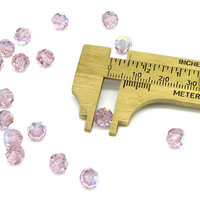 7mm Faceted Round Beads, Light Amethyst AB Czech Glass Fire Polished Spacers (17)