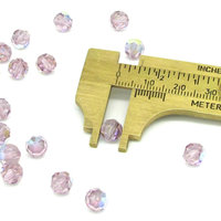 7mm Faceted Round Beads, Light Amethyst AB Czech Glass Fire Polished Spacers (17)