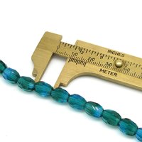 10mm Faceted Ovals, Two-Tone Translucent Czech Fire Polished Beads, Aqua and Emerald