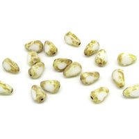 11x8mm Teardrop 3-Cut Picasso Window Beads, Czech Fire Polished Pears