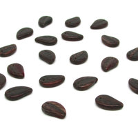Flat Leaf Beads, 14.5mm Opaque Earth Tone Czech Pressed Glass (20)
