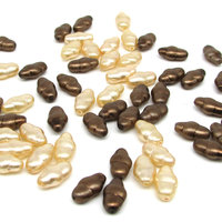 13x7mm Flat Swirl Beads, Opaque Czech Glass Faux Pearl Mix