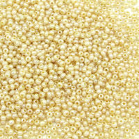 Cream 11/0 Seed Beads, Opaque Beige Pearl Mini Rocailles, Tiny Round Spacers (25g)