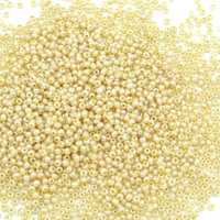 Cream 11/0 Seed Beads, Opaque Beige Pearl Mini Rocailles, Tiny Round Spacers (25g)