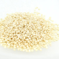 Cream Lustre 11/0 Seed Beads, Opaque Pale Beige Mini Rocailles, Tiny Round Spacers (25g)