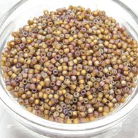 Vintage 11/0 Seed Beads, Frosted Dark Topaz, Silver Lined (28g)