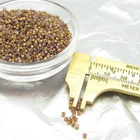 Vintage 11/0 Seed Beads, Frosted Dark Topaz, Silver Lined (28g)