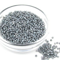 11/0 Seed Beads, Opaque Gray Pearl Matte Mini Rocailles, Tiny Round Spacers (25g)