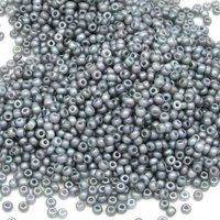 11/0 Seed Beads, Opaque Gray Pearl Matte Mini Rocailles, Tiny Round Spacers (25g)