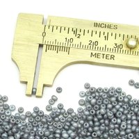 11/0 Seed Beads, Opaque Gray Pearl Matte Mini Rocailles, Tiny Round Spacers (25g)