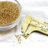Vintage 11/0 Seed Beads, Frosted Light Topaz, Silver Lined (29g)