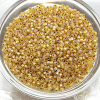 Vintage 11/0 Seed Beads, Frosted Light Topaz, Silver Lined (29g)