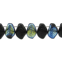 14.5x10mm Curved Leaves, Czech Pressed Glass Botanical Briolette Bead Mix