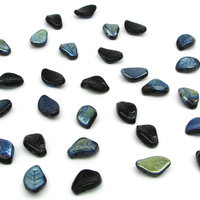 14.5x10mm Curved Leaves, Czech Pressed Glass Botanical Briolette Bead Mix