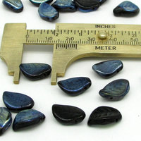 14.5x10mm Curved Leaves, Czech Pressed Glass Botanical Briolette Bead Mix