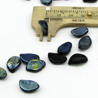 14.5x10mm Curved Leaves, Czech Pressed Glass Botanical Briolette Bead Mix