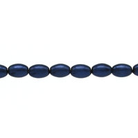 9x6mm Oval Beads, Czech Glass Rice Pearls, Opaque Navy Blue Tapered Barrels