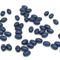 9x6mm Oval Beads, Czech Glass Rice Pearls, Opaque Navy Blue Tapered Barrels