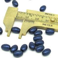 9x6mm Oval Beads, Czech Glass Rice Pearls, Opaque Navy Blue Tapered Barrels