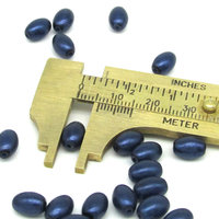 9x6mm Oval Beads, Czech Glass Rice Pearls, Opaque Navy Blue Tapered Barrels