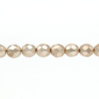8.5mm Faceted Ovals, Pale Peach Pearl Opaque Coated Czech Glass Beads (24)