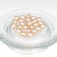 8.5mm Faceted Ovals, Pale Peach Pearl Opaque Coated Czech Glass Beads (24)