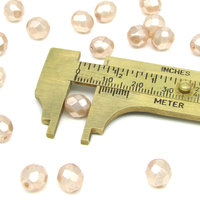 8.5mm Faceted Ovals, Pale Peach Pearl Opaque Coated Czech Glass Beads (24)