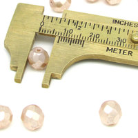 8.5mm Faceted Ovals, Pale Peach Pearl Opaque Coated Czech Glass Beads (24)