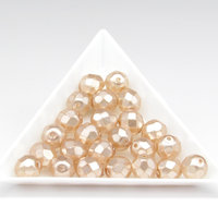 8.5mm Faceted Ovals, Pale Peach Pearl Opaque Coated Czech Glass Beads (24)